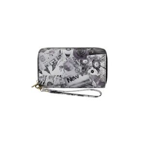 Citi Trends Wristlet Wallet Womens OS Gray New Collage Print Zip Around